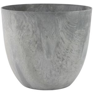 Bloempot/plantenpot van gerecycled kunststof betongrijs D38 en H33 cm