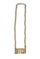 Gouden schakelketting met tekst Bitch - carnaval - verkleed artikel - kunststof