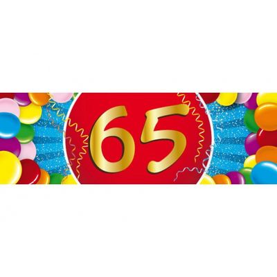 65 jaar leeftijd sticker 19 x 6 cm verjaardag versiering
