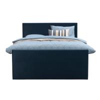 Leen Bakker - Boxspring Met Voetbord Liv Egaal - 160x200 Cm - Slanke Poot - Stof/Velvet - Blauw
