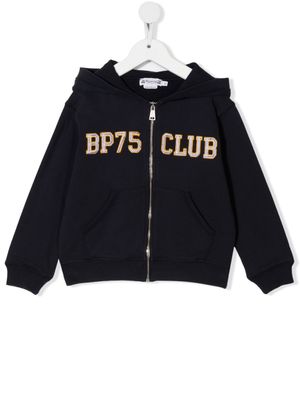 Bonpoint hoodie zippé à patch slogan - Bleu