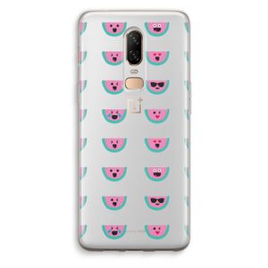 Smiley watermeloenprint: OnePlus 6 Transparant Hoesje