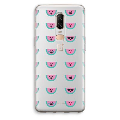 Smiley watermeloenprint: OnePlus 6 Transparant Hoesje