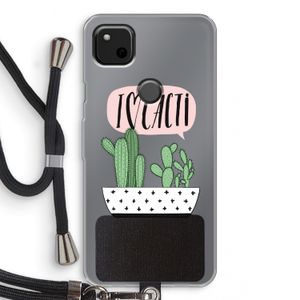 I love cacti: Pixel 4a Transparant Hoesje met koord