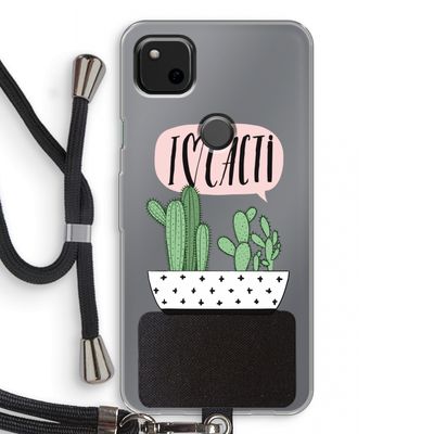 I love cacti: Pixel 4a Transparant Hoesje met koord