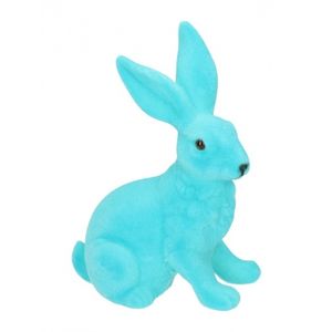Decoratie paashaas blauw 23 cm