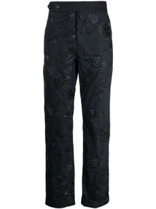 ERDEM pantalon Samuel à fleurs brodées - Bleu