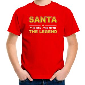 Santa t-shirt / the man / the myth / the legend rood voor kinderen