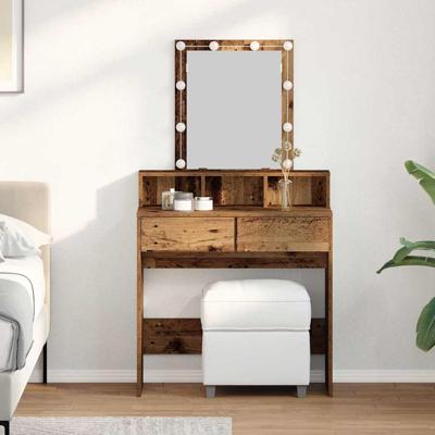 Kaptafel met lade Oud Hout 80 x 41 x 144,5 cm Bewerkt hout