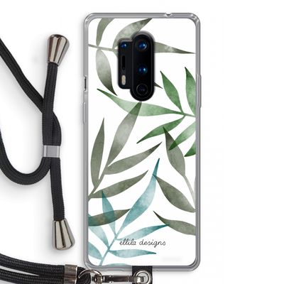 Tropical watercolor leaves: OnePlus 8 Pro Transparant Hoesje met koord