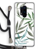 Tropical watercolor leaves: OnePlus 8 Pro Transparant Hoesje met koord