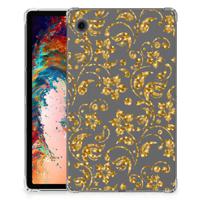 Samsung Galaxy Tab A9 Siliconen Hoesje Gouden Bloemen