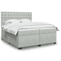 Boxspring met matras fluweel lichtgrijs 200x200 cm