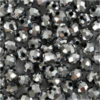 Creativ Company Facet kralen, afm 5x6 mm, gatgrootte 1 mm, metallic grijs, 100 stuk/ 1 doos