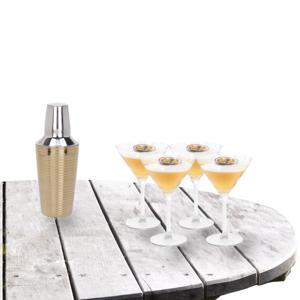 Cocktailshaker set met 4x stuks Martini cocktailglazen 260 ml