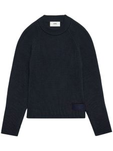 AMI Paris pull en maille à patch logo - Bleu