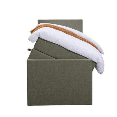 Leen Bakker - Boxspring Met Opbergruimte En Voetbord Liv Egaal - 90x200cm - Stof - Groen