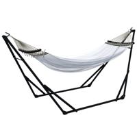 Outsunny Hammock frame inclusief hangmat frame voor hangmat, 263 cm x 89 cm x 100 cm, Zwart + Wit