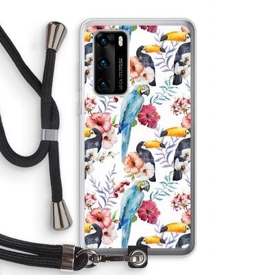 Bloemen tukan: Huawei P40 Transparant Hoesje met koord