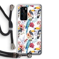 Bloemen tukan: Huawei P40 Transparant Hoesje met koord