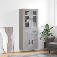 Hoge kast 69,5x34x180 cm bewerkt hout grijs sonoma eikenkleurig