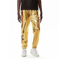 Voor heren Jogger Broek Vrijetijdsbroek Broek met pailletten Trekkoord Elastische taille Glanzend metallic Effen Kleur Volledige lengte Club Nachtclub Discolampen Casual Broek Ruim Passend Zilver Lightinthebox