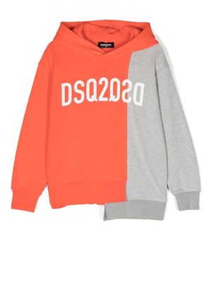 DSQUARED2 KIDS hoodie asymétrique à logo imprimé - Orange