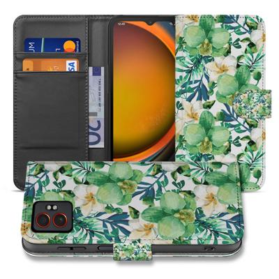 Elegant Orchidee Groen Design Samsung Galaxy Xcover 7 Pro | Bookcase Hoesje met Pasjeshouder en Bescherming