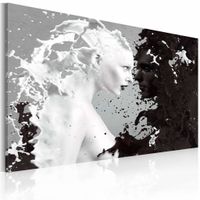 Schilderij - Vrouw abstract , zwart wit