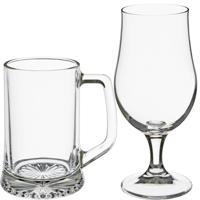 Bierglazen set - bierpullen/bierglazen op voet - 8x stuks - glas - Bierglazen - thumbnail