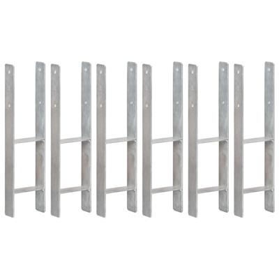 Grondankers 6 st 14x6x60 cm gegalvaniseerd staal zilverkleurig