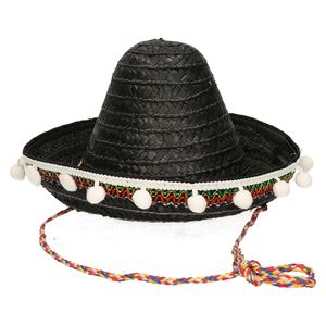 Zwarte Mexicaanse verkleed sombrero hoed 25 cm voor kinderen   -