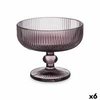 Glas voor ijs en milkshakes Vivalto Grijs Roze Glas 310 ml Strepen (6 Stuks)