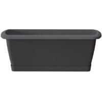 Prosperplast Plantenbak Respana - antaciet - met onderzetter - 49 x 18 cm - bloembak
