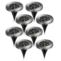 Buiten lampje/prik spot - 8x - solar verlichting - tuinpad/plant verlichting - LED - D12 cm