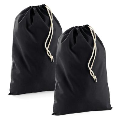 Canvas opberg zakjes/tasjes - 2x - zwart - 30 x 45 cm - katoen - 8 liter