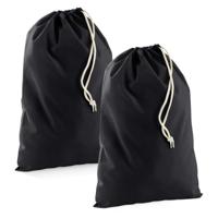 Canvas opberg zakjes/tasjes - 2x - zwart - 30 x 45 cm - katoen - 8 liter