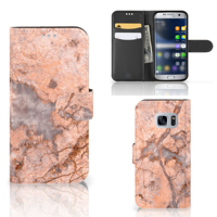 Samsung Galaxy S7 | Bookcase | Marmer Oranje | Portemonnee hoesje