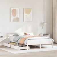 Bedframe zonder matras massief grenenhout wit 150x200 cm