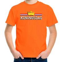 Koningsdag met kroon t-shirt oranje voor kinderen - EK/WK - Koningsdag shirts - thumbnail