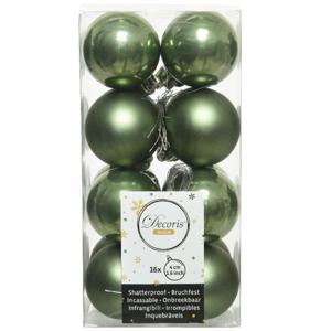 Decoris kleine kerstballen - 16x st - mosgroen - 4 cm - kunststof - onbreekbare kerstballen