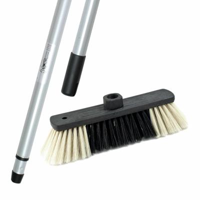 Binnenbezem Eco 28 cm - inclusief metalen telescoopsteel - zilver - tot 200 cm - Zachte bezems