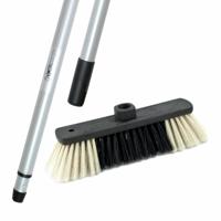 Binnenbezem Eco 28 cm - inclusief metalen telescoopsteel - zilver - tot 200 cm - Zachte bezems