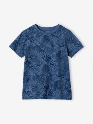 T-shirt voor jongens met print jeansblauw