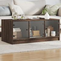 Salontafel met glazen deuren 102x50x42 cm bruin eikenkleur