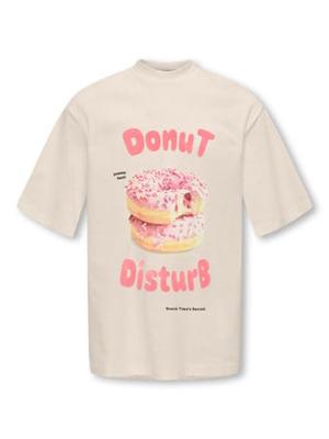 Kids ONLY winter t-shirt meisjes - beige - KogBabette - loose fit, korte mouw