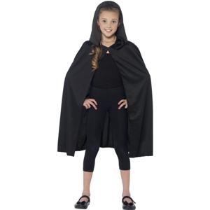 Verkleed cape met capuchon - zwart - voor kinderen - polyester - mantel - verkleedkleding