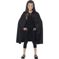 Verkleed cape met capuchon - zwart - voor kinderen - polyester - mantel - verkleedkleding