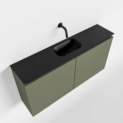 Toiletmeubel Mondiaz Ture | 100 cm | Meubelkleur Army | Eden wastafel Urban Midden | Zonder kraangat