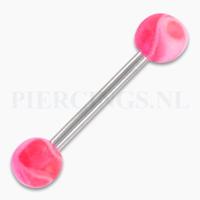 Tongpiercing acryl marmer roze